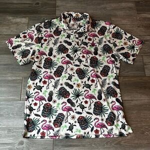Tattoo Golf Aloha Collection Performance Mens XL Tiki Tropical Polo Casual Shirt